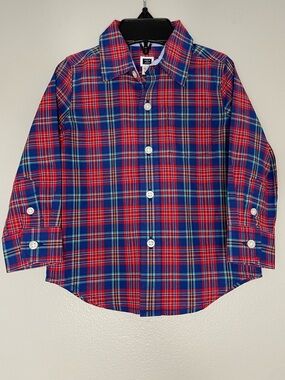 Janie and Jack Red Plaid Button Down Shirt NWT